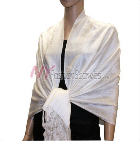Multi Circle Soft Pashmina <br>White