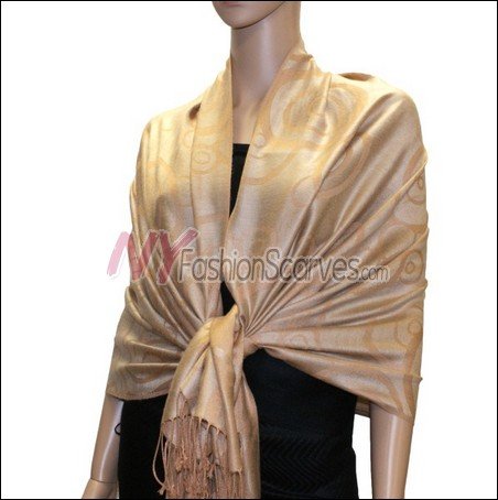 Multi Circle Soft Pashmina <br>Tan w/ Beige