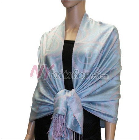 Multi Circle Soft Pashmina <br>Light Purple w/ Sky Blue