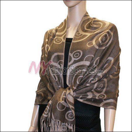 Multi Circle Soft Pashmina <br>Light Tan w/ Coffee