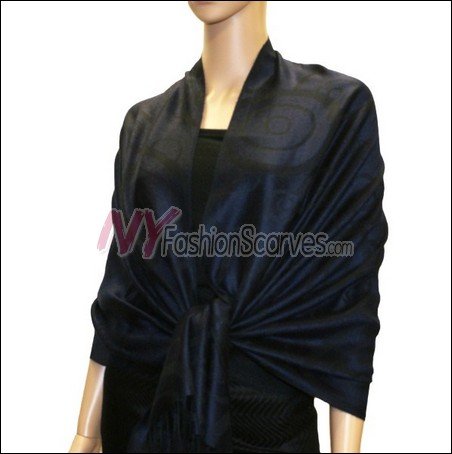 Multi Circle Soft Pashmina <br>Black w/ Navy