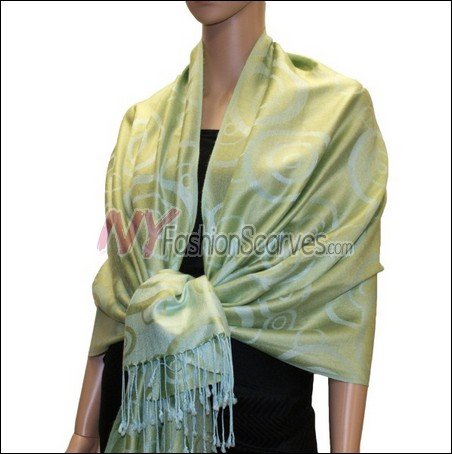 Multi Circle Soft Pashmina <br> Acid Blue w/ Bean Green