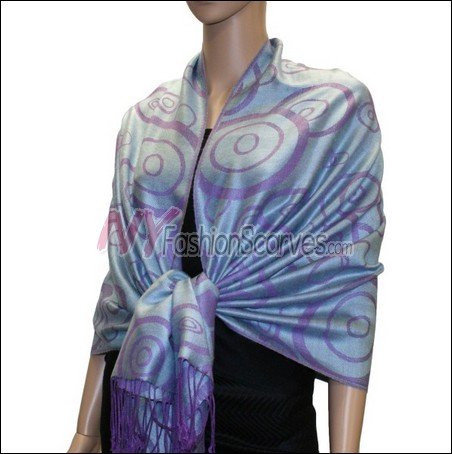 Multi Circle Soft Pashmina <br>Purple w/ Acid Blue