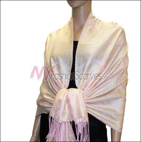 Multi Circle Soft Pashmina <br>Pink w/ Light Goldenrod Yellow