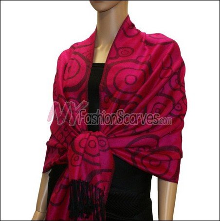 Multi Circle Soft Pashmina <br>Violet Red