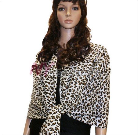 Leopard Print Pashmina Shawl <br>White/Brown