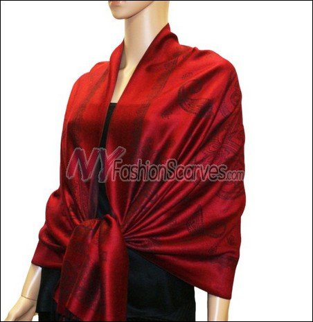 Paisley Pattern Scarf <br>Jujuba Red
