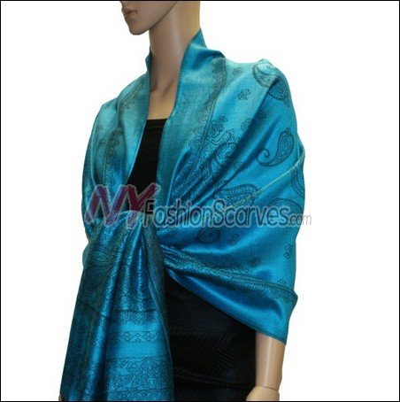 Paisley Pattern Scarf <br>Turquoise