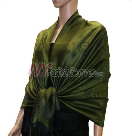 Paisley Pattern Scarf <br>Army Green