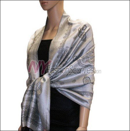 Paisley Pattern Scarf <br>Grey