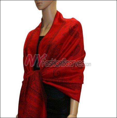 Paisley Pattern Scarf <br>Red