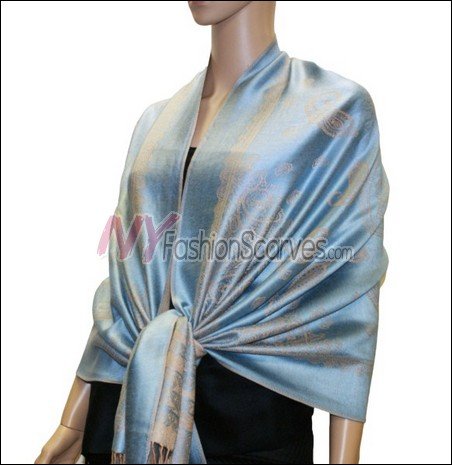 Paisley Pattern Scarf <br>Light Blue