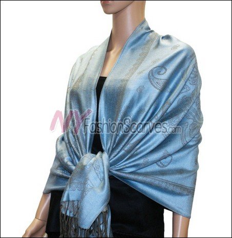 Paisley Pattern Scarf <br>Sky Blue
