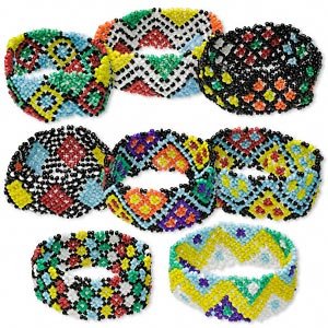 8 Bracelet mix, glass, multicolored, 7-inch stretch seed bead.