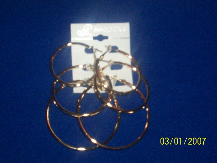 Fashion Earring - 3 pair Hoops - Shiny Gold