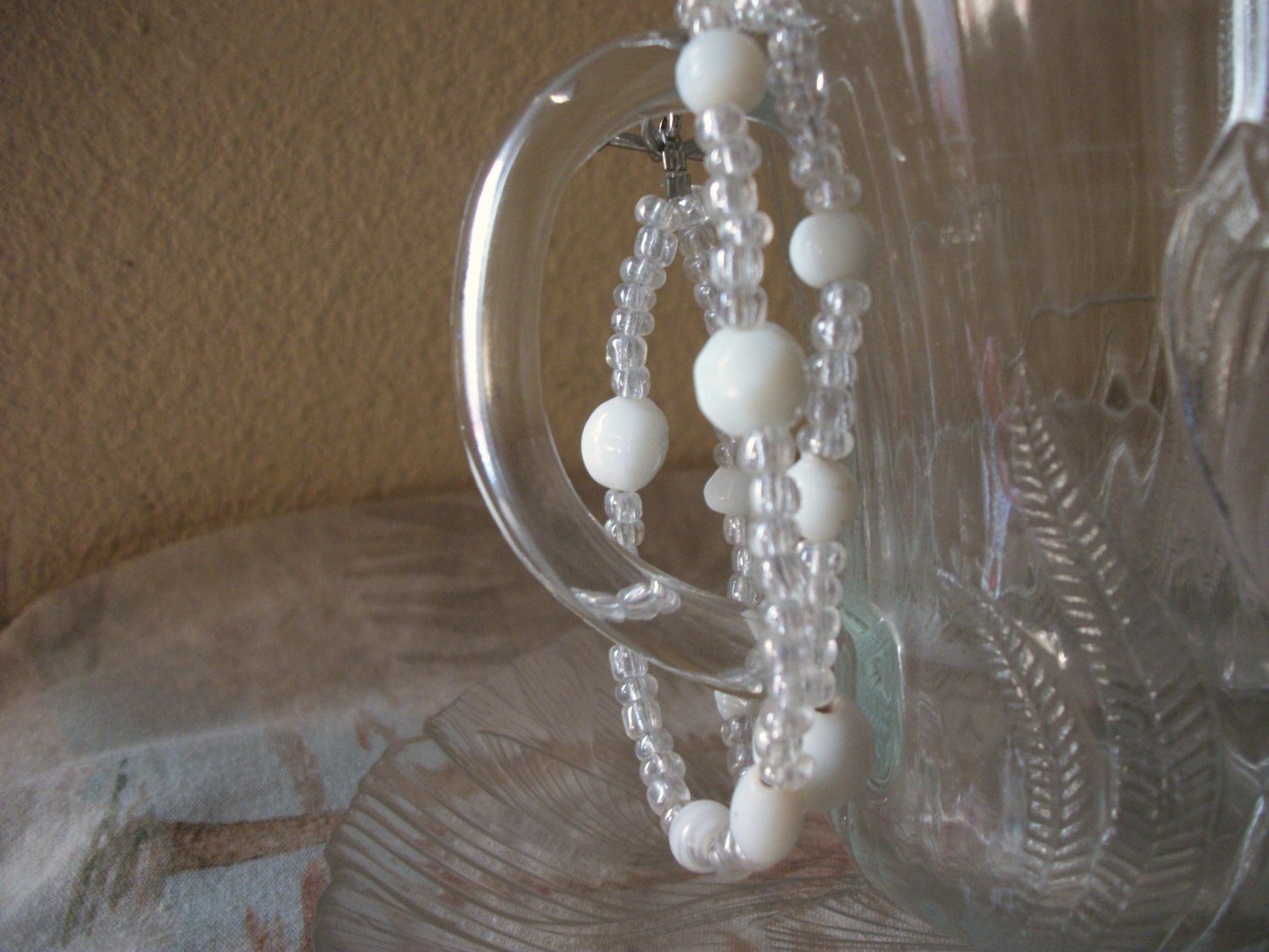 Handmade Double Strand White & Clear beaded Braclet