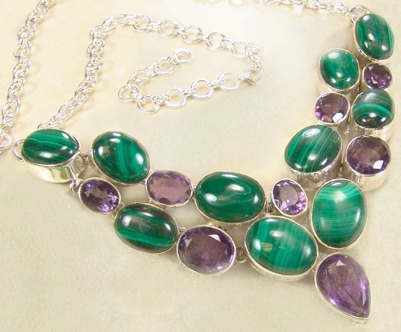 Amethyst and Malachite Necklace