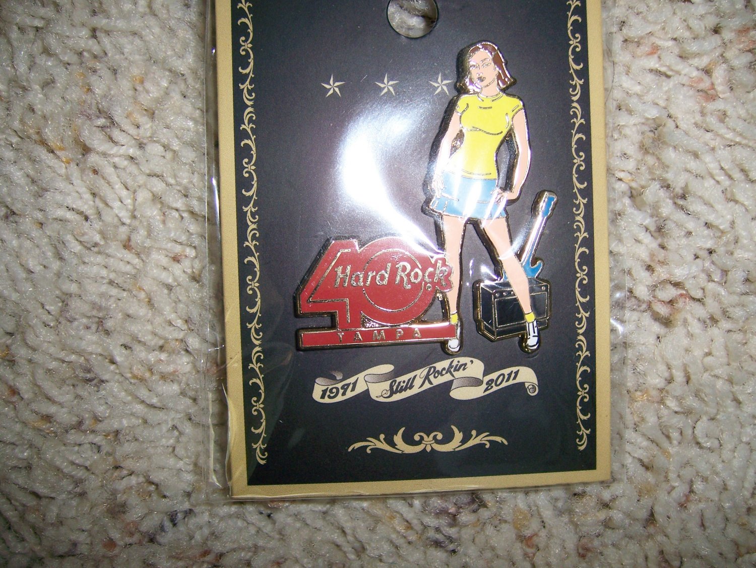 Hard Rock 40 Year Pin with Girl & Story BNK592
