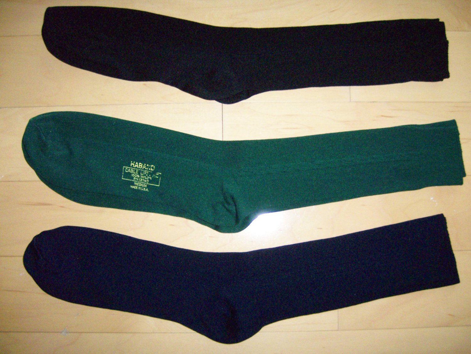 Men's Socks Nylon/Cotton Black-Navy-Green Size 10-13 BNK1045