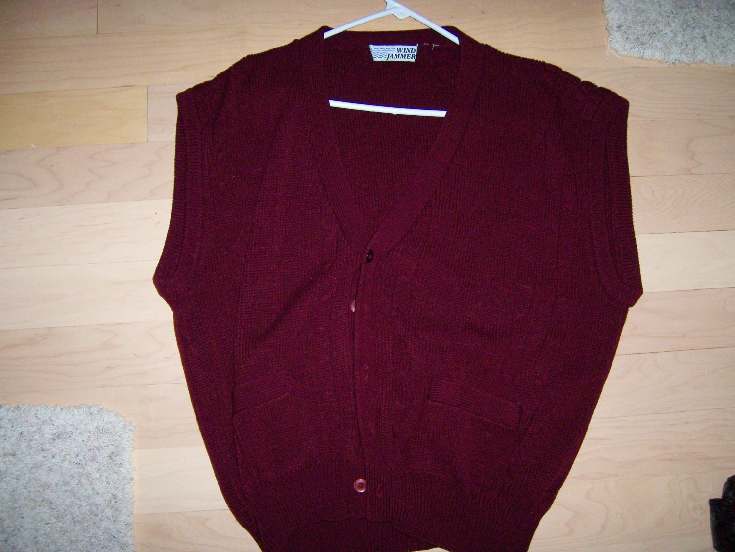 Burgandy Man's Vest XXL Tall Cable Stitch BNK1203