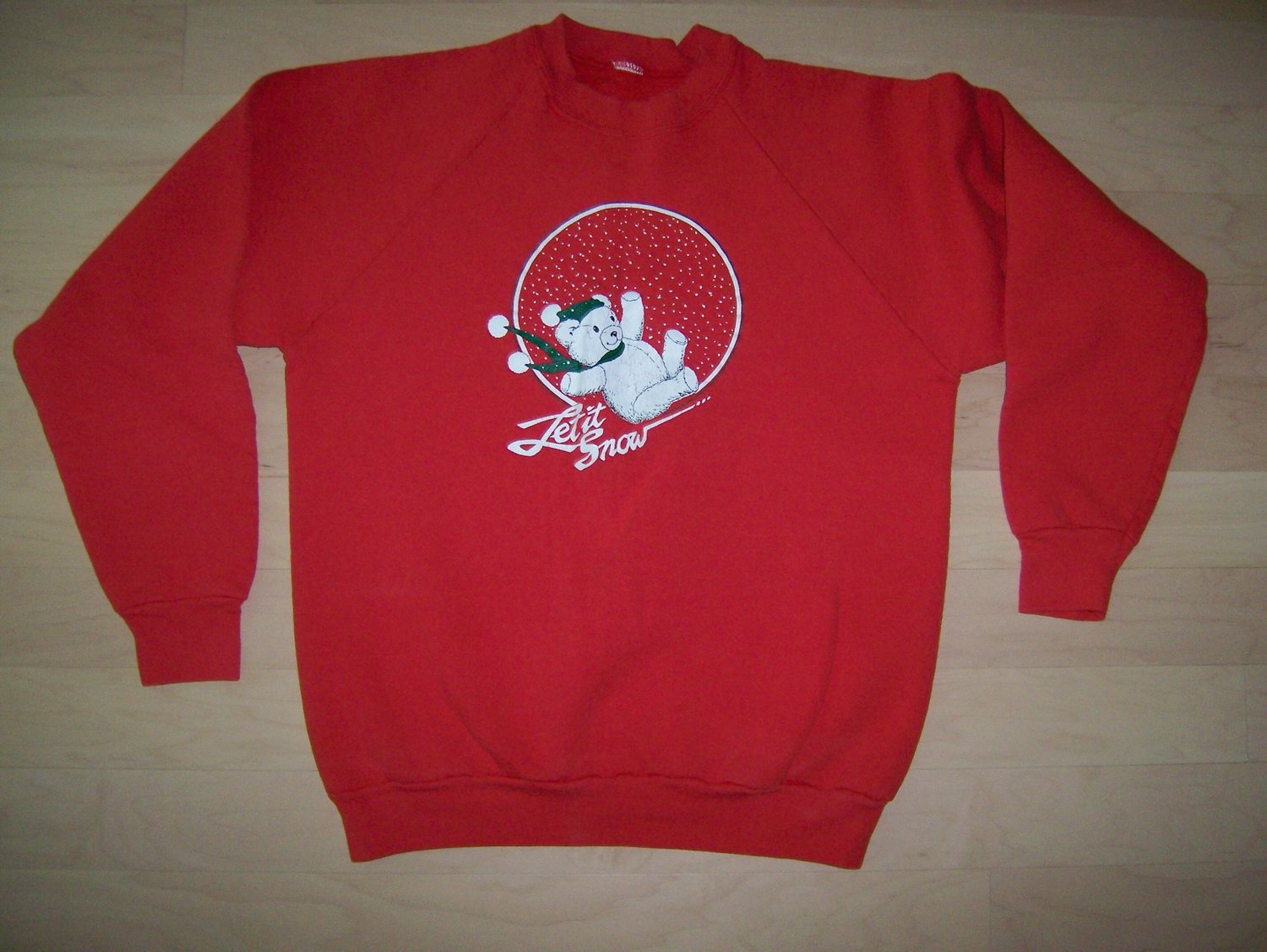 Sweat Shirt "Let It Snow" Red Cotton Size 36 BNK1444