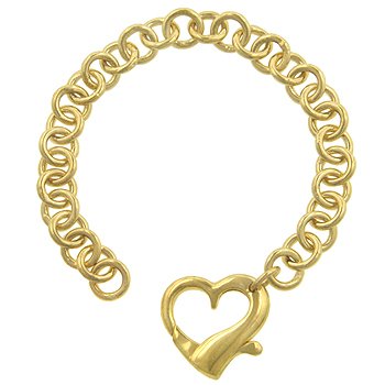 Heart Charm In Goldtone Bracelet