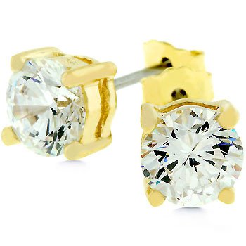 Round Cut Princess Stud Earrings