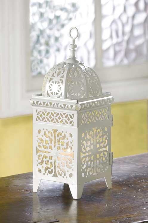 White Scrollwork Moroccan Candleholder