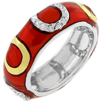 Red Horseshoe Enamel Ring