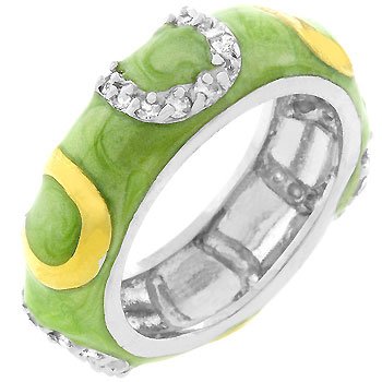Light Green Enamel Horseshoe Ring