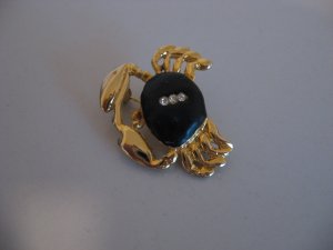Gold Tone Crab Brooch