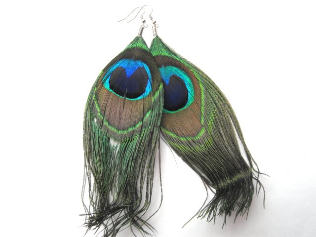 Peacock Feather Dangle Earrings