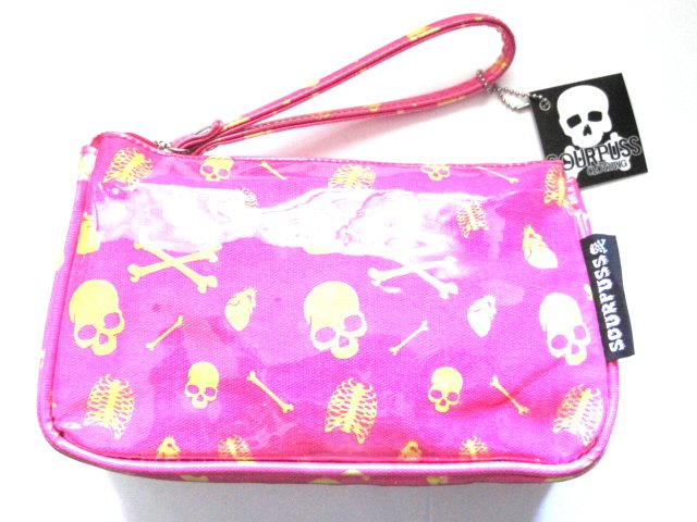 Pink Skull & Bones Wristlet Purse