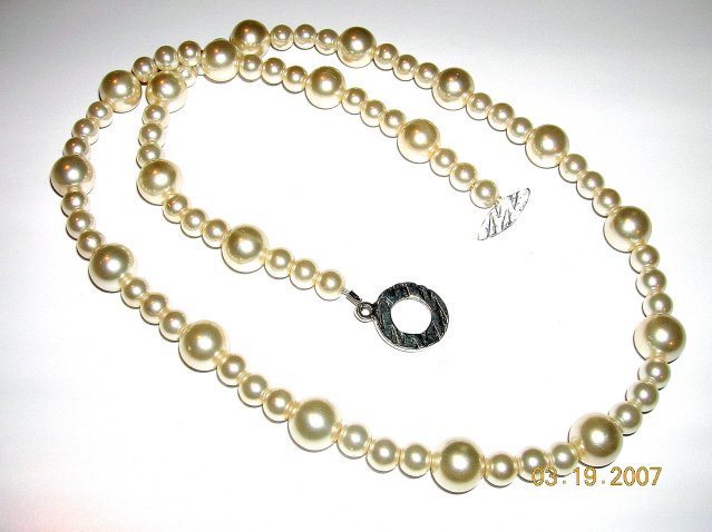 Cream Swarovski Pearl Necklace with Toggle Clasp