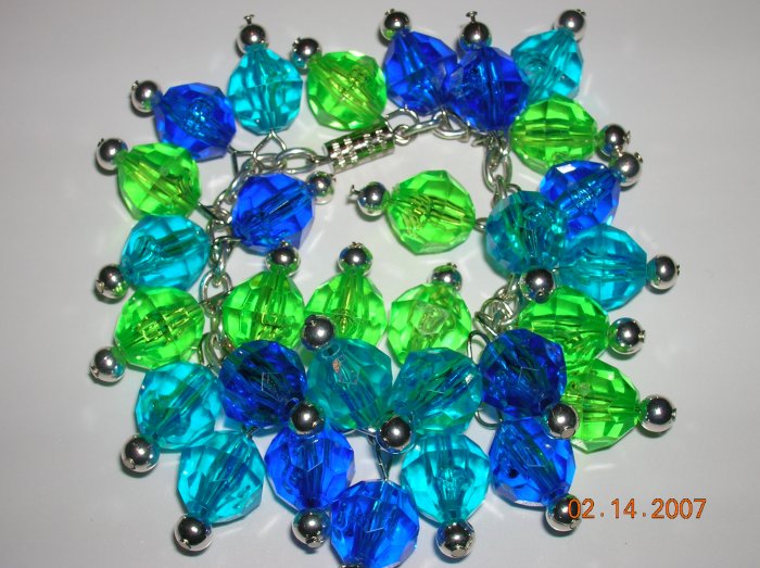 Charm Bracelet in Blues and Greens. Fun and Fresh
