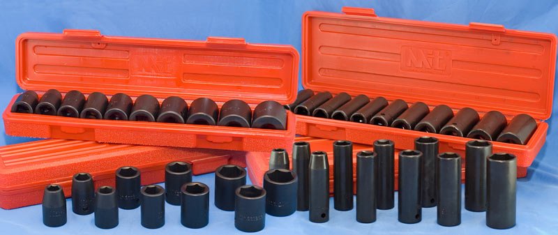 1/2" Impact Socket Set Metric SAE Shallow & Deep 46-pc