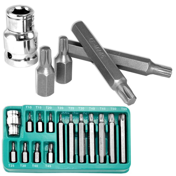 Star Drive Bit Torx Socket Set 15 pcs 1/2" drive