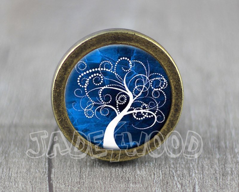 Life of Tree Glass Cabochon Bronze cabinet Dresser Knobs pull / Dresser Pull