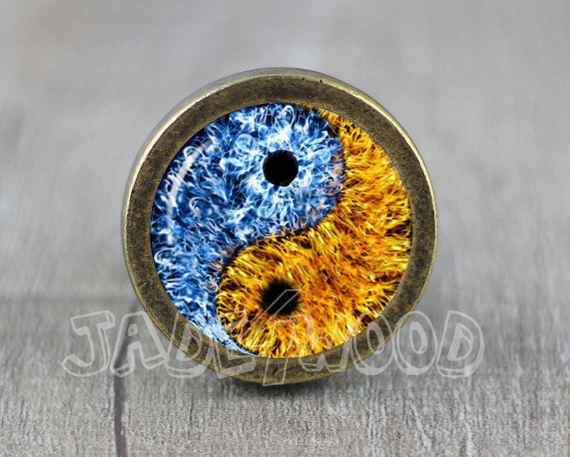 Yingyang Glass Cabochon Bronze cabinet Dresser Knobs pull / Dresser Pull
