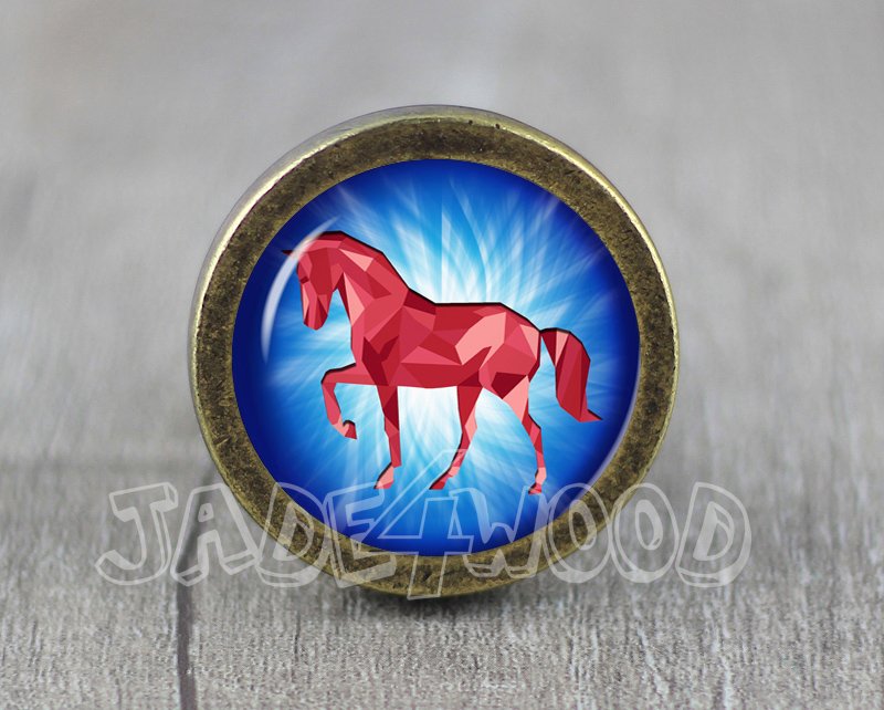 Horse Glass Cabochon Bronze cabinet Dresser Knobs pull / Dresser Pull