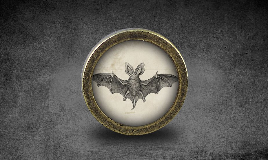 Bat Glass Cabochon Bronze cabinet Dresser Knobs pull / Dresser Pull