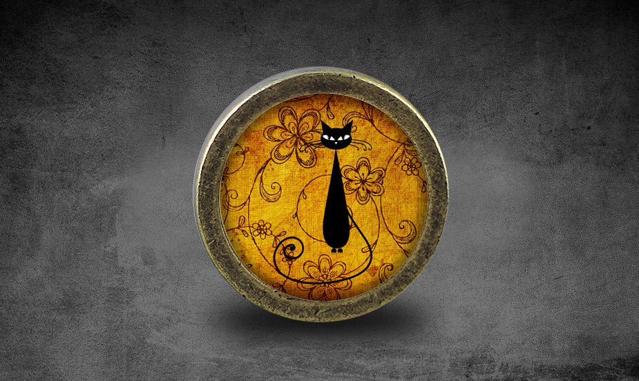 Cat Glass Cabochon Bronze cabinet Dresser Knobs pull / Dresser Pull