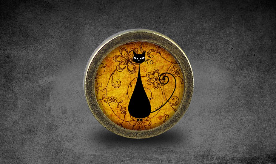 Cat Glass Cabochon Bronze cabinet Dresser Knobs pull / Dresser Pull