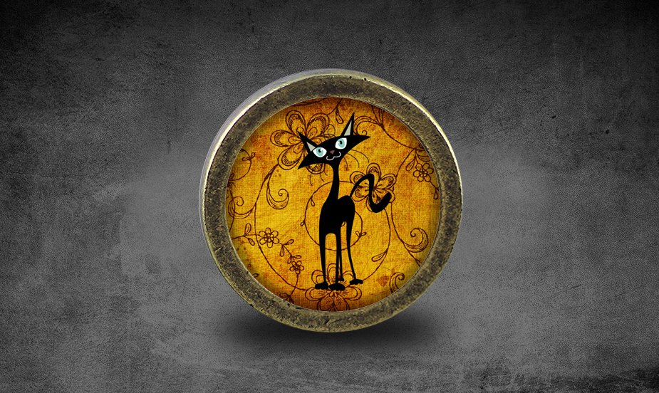 Cat Glass Cabochon Bronze cabinet Dresser Knobs pull / Dresser Pull