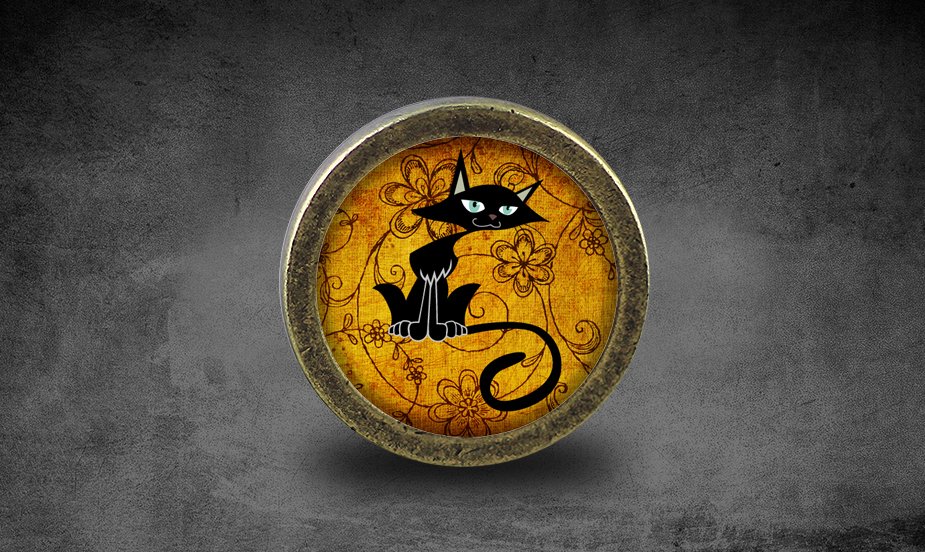 Cat Glass Cabochon Bronze cabinet Dresser Knobs pull / Dresser Pull