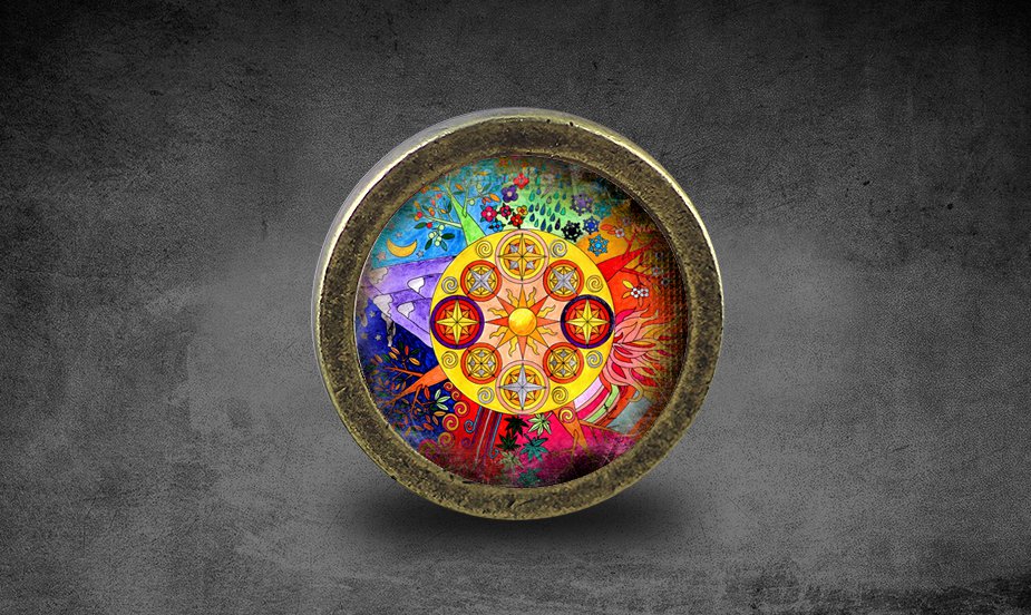 Mandalas Glass Cabochon Bronze cabinet Dresser Knobs pull / Dresser Pull