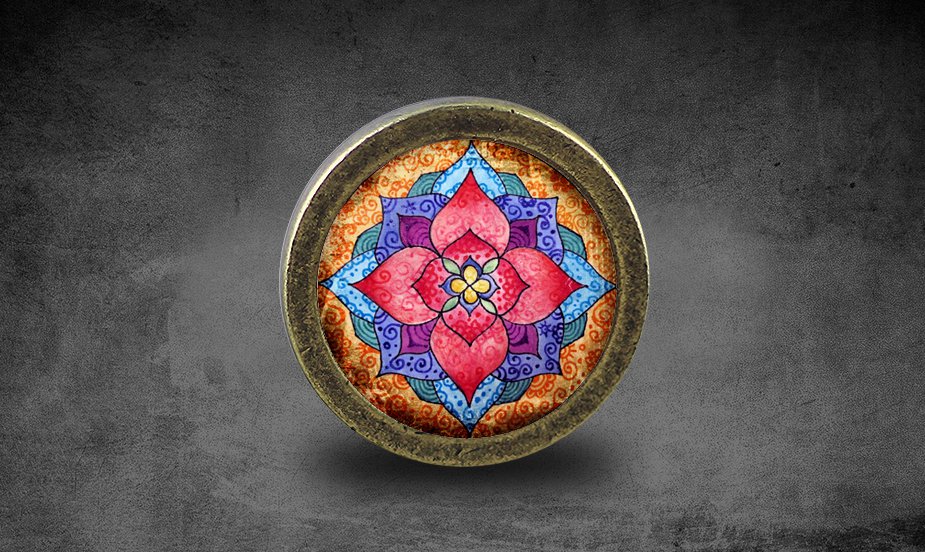 Mandalas Glass Cabochon Bronze cabinet Dresser Knobs pull / Dresser Pull