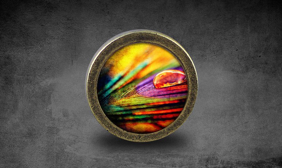 Feather Glass Cabochon Bronze cabinet Dresser Knobs pull / Dresser Pull