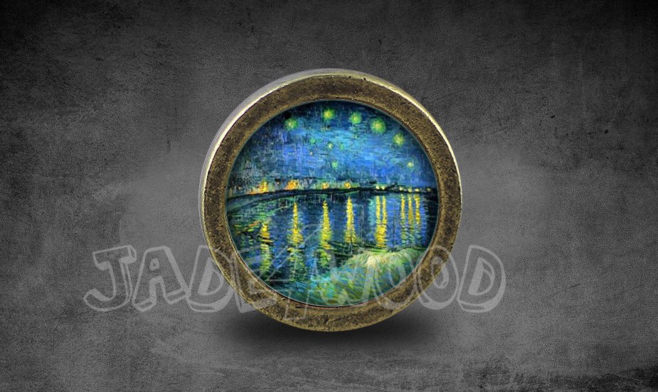 Painting Glass Cabochon Bronze cabinet Dresser Knobs pull / Dresser Pull