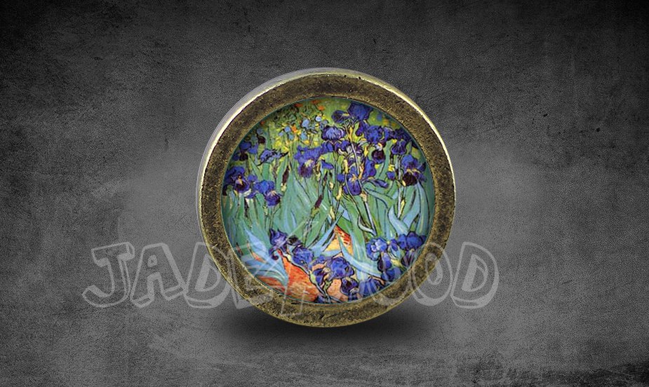 Painting Glass Cabochon Bronze cabinet Dresser Knobs pull / Dresser Pull